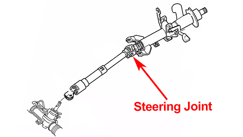 Steering intermediate shaft assembly diagram showing the steering universal joint location