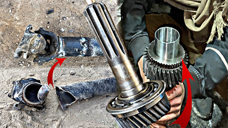 Close-up of a failing drive shaft in a car