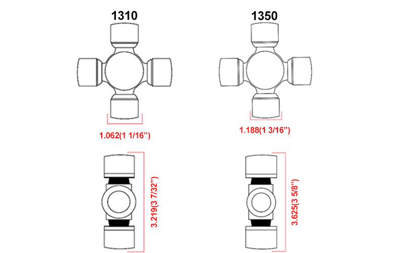 U-joint 1310 vs 1350 size