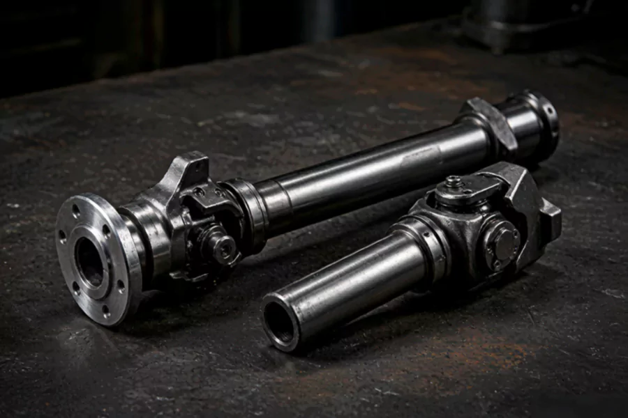 The picture shows a close-up view of the driveshaft.