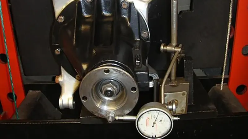 Checking driveshaft flange runout with a dial indicator